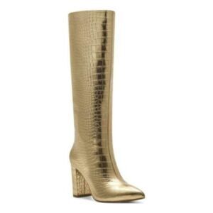 INC Womens Gold Metallic Cushioned Paiton Zip-Up Dress Heeled Boots 6 M